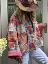 Baskılı paçalı kapitone ceket