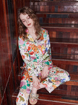 Beyaz Orman Bahçesi Pijama Takımı