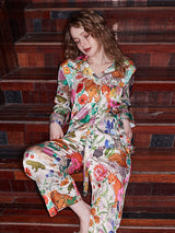 Beyaz Orman Bahçesi Pijama Takımı