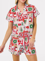 Noel Baskı Kısa Kollu Sevimli Karikatür Baskı Seti