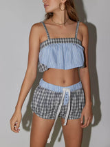 ekose askılı pijama takımı