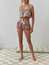 ekose askılı pijama takımı