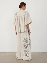 Günlük Keten Çiçekli Takım