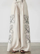 Günlük Keten Çiçekli Takım