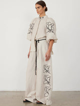 Günlük Keten Çiçekli Takım