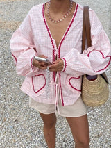 Organik Pamuklu Üst - Pembe Kareli