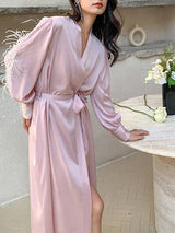 Allık Tüylü Gelin Elbisesi