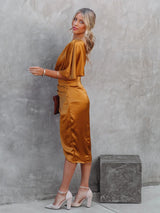 Tek Omuzlu Midi Elbise: Drape Asimetrik