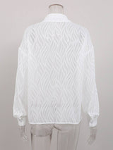 Beyaz Kadın Bluzlar İnce Yaka Zarif Uzun Kollu Gömlek