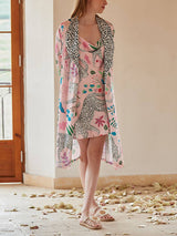 Pembe Kar Leoparı İpek Sabahlık Takımı