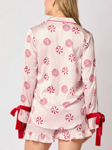 Şeker Desenli Kadife Kenar Detaylı Pijama Takımı