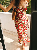 Sırtı Açık Payet Bölünmüş Midi Elbise