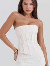 İşlemeli Omuzu Açık Sırtsız Bedene oturan Maxi Elbise