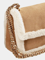 Vintage Shearling Leather Shoulder Crossbody Bag