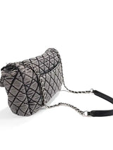 Washed Denim Quilted Chain Shoulder Bag
