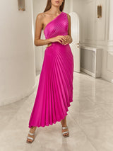 Asimetrik Pileli Elbise