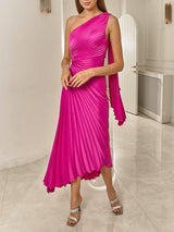 Asimetrik Pileli Elbise