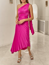 Asimetrik Pileli Elbise