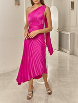 Asimetrik Pileli Elbise