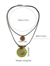 Ahşap Disk Boncuklu Uzun Kolye