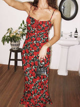 Sırtı Açık Payet Bölünmüş Midi Elbise