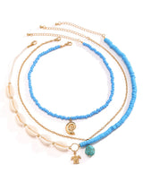 Bora Bora Kabuk Boncuklu Çok Katlı Kolye Altın