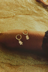 18 Ayar Altın Kaplama Opalescent Gül Küpe Altın