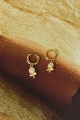 18 Ayar Altın Kaplama Opalescent Gül Küpe Altın