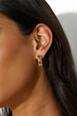 18 Ayar Altın Kaplama Gorg Taşlı Küpe Altın