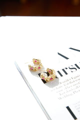 18 Ayar Altın Kaplama Gorg Taşlı Küpe Altın