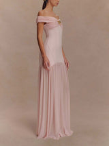 Elegant Floral-Embellished Strapless Bodycon Maxi Dress