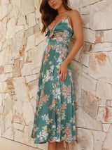 Dreamers Midi Elbise - Yeşil Çiçekli