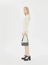 Checkerboard Chain Top Handle Shoulder Bag