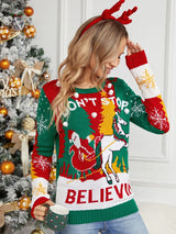 NOEL BABA VE REYN GEYİĞİ KIZAK ÖRGÜ KAZAK