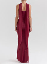 Mor Straplez Korsaj ve Kravatlı Yüksek Bel Etek Takımı