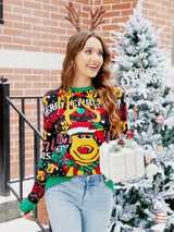 Noel Karikatür Ren Geyiği Örgü Kazak