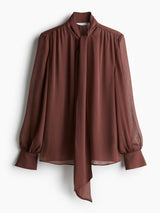 Tie-Neck Chiffon Blouse