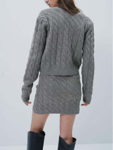 Kablo Örgü Hırka Mini Etek Takımı