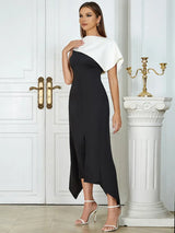 Seksi Siyah & Beyaz Bodycon Elbise