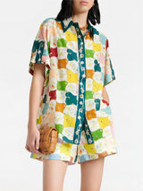 Modaya uygun Graffiti Baskılı Gömlek Şort Takımı