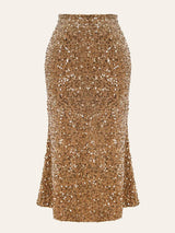 Payet Desenli Kadife Etek