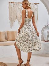 Moda Baskılı Kesim Kolsuz Gündelik Elbise