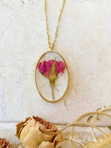 Reçine Preslenmiş Çiçek Kolye - Renkli Karışık Çiçek Seti