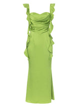 Şık Askısız Kırışık Sırt Dekolteli Akşam Elbisesi