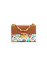 Unique Pattern Brown Top Handle Shoulder Bag