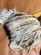 Saplı Altın Kristal İşlemeli Kese