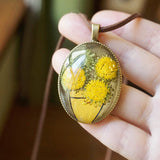 Reçine Preslenmiş Çiçek Kolyeler - Van Gogh Ayçiçeği