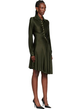 Asymmetric Satin Shirt Midi Dress
