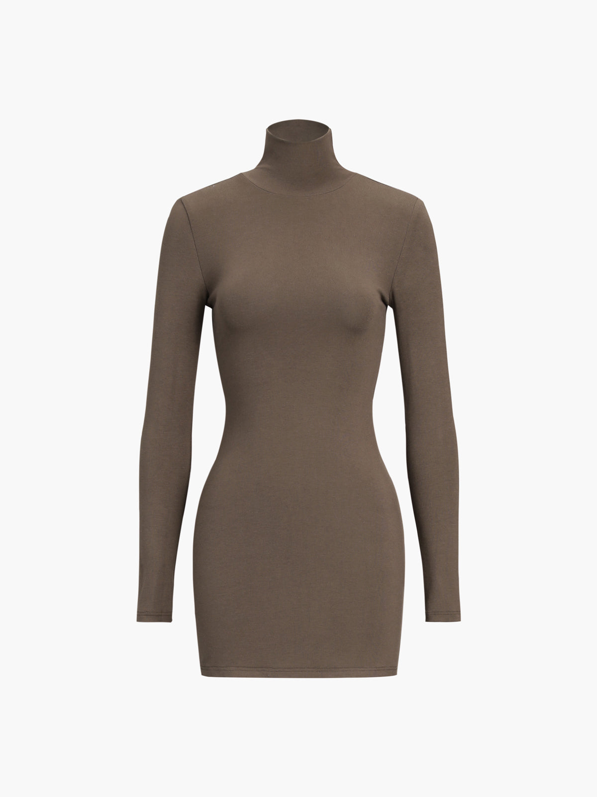 Turtleneck Açık Sırt Uzun Kollu Kısa Elbise