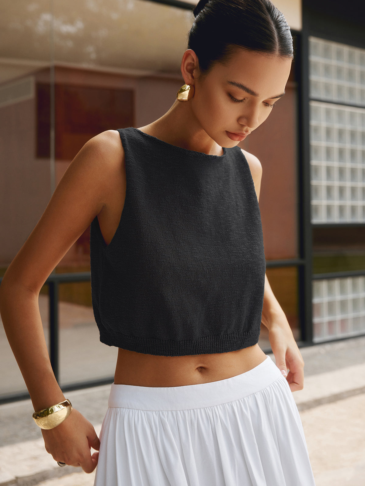 Pamuk Karışımlı Kısa Tank Top